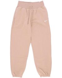Nike - Fitness ,Roze ,Katoen Fleece Trainingsbroek High-Waisted Oversized - Lyst
