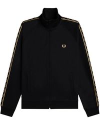 Fred Perry - Hoodies & Sweatvesten ,Zwart ,Katoen Contrast Tape Track Jacket - Lyst