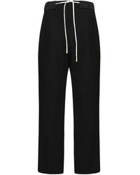 Palm Angels - Pantaloni in cotone neri con coulisse - Lyst