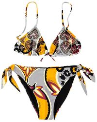Miss Bikini - Driehoek Bikini Met Strass En Damast Broekje - Lyst
