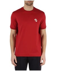 Emporio Armani - Baumwoll t-shirt mit logo-stickerei vorne - Lyst