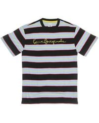 Karlkani - Gestreiftes Tee Herren T-Shirt Blau/Schwarz/Gelb - Lyst