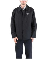 A.P.C. - Jassen ,Zwart ,Polyester Giubbino Modello Camicia - Lyst