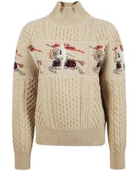Burberry - Truien & Vesten ,Wol Edie Aran Gebreide Trui - Lyst