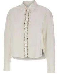 Kaos - Overhemden ,Wit ,Katoen Bead-Embellished Katoenen Overhemd - Lyst