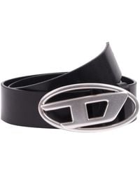 DIESEL - Vegetable Leather Belt With D Logo Buckle - Lyst
