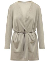 Gran Sasso - Lange Cardigan Met V-Hals En Tailleband - Lyst