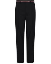 Gucci - Broeken ,Zwart ,Wol Contrasterende Logo Wollen Broek - Lyst