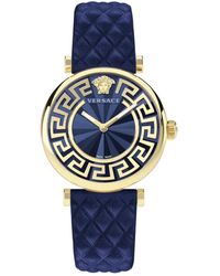 Versace - Armbanduhr lady lederarmband blau 35mm ve1ca0223 - Lyst