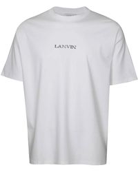 Lanvin - Magliette in cotone bianco con logo - Lyst