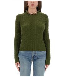 Rabanne - Truien & Vesten ,Groen ,Wol Ronde Hals Gebreide Kleding - Lyst