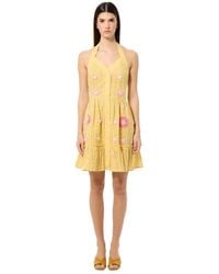 Manoush - Kleedjes ,Geel ,Katoen Bloemen Garden Party Jurk - Lyst