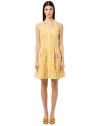 Manoush - Kleedjes ,Geel ,Katoen Bloemen Garden Party Jurk - Lyst