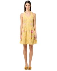 Manoush - Kleedjes ,Geel ,Katoen Bloemen Garden Party Jurk - Lyst