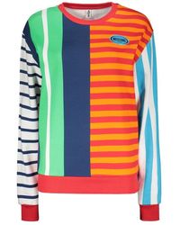 Moschino - Gestreifter Baumwoll-Sweatshirt Mit Logodetail - Lyst