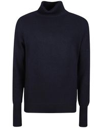 Ballantyne - Truien & Vesten ,Blauw ,Kasjmier Trui Met Coltrui En Effen Steek - Lyst