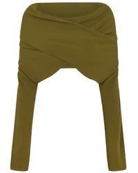Cortana - Overhemden ,Groen ,Mosgroene Zijden Blouse Met Strik - Lyst