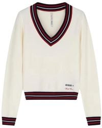 Guess - V-Neck Knitwear - Lyst
