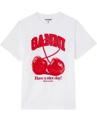 Ganni - T-Shirt Met Kers - Lyst