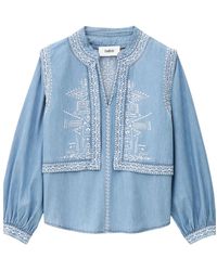 Ba&sh - Overhemden ,Blauw ,Denim Chambray Overhemd Met Denim Effect - Lyst