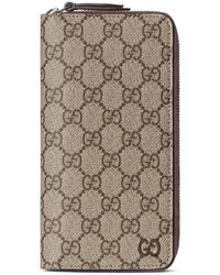 Gucci - Accessoires ,Grijs ,Leer Bi-Color Zip Around Wallet - Lyst