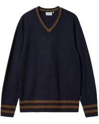 Carhartt - Truien & Vesten ,Blauw ,V-Neck Truien - Lyst