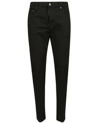 DSquared² - Schwarze 5-Pocket-Hose Mit Vorderer Knopfleiste Und Logodetail - Lyst