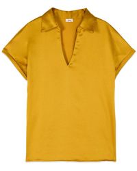 Oltre - Tweekleurig T-Shirt Met V-Hals - Lyst