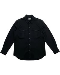 Moncler - Overhemden ,Zwart ,Katoen Katoenen Gabardine Lange Mouw Shirt - Lyst