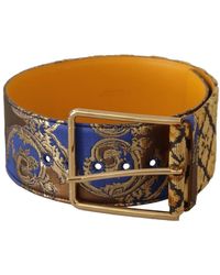 Dolce & Gabbana - Cintura in pelle blu con patchwork floreale - Lyst