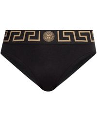 Versace - Ondergoed ,Zwart ,Katoen Greca Border Briefs - Lyst