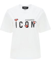 DSquared² - Tops ,Wit ,Katoen T-Shirt Sweatshirt - Lyst