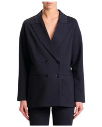 ViCOLO - Jassen ,Zwart ,Nylon Double-Breasted Punto Milano Jacket - Lyst