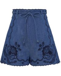 Zimmermann - Aster Scalloped Shorts - Lyst