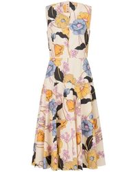 Marni - Kleedjes ,Veelkleurig ,Katoen Poplin Midi Jurk - Lyst