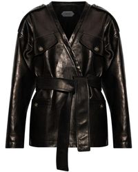 Versace - Jassen ,Zwart ,Leer Leren Blouson - Lyst