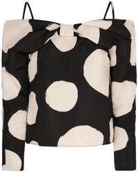 Nina Ricci - Polka-Dot Off-Shoulder Katoenen Top - Lyst