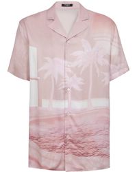 Balmain - Twill Pyjamashirt Met Korte Mouwen En Postcard-Print - Lyst