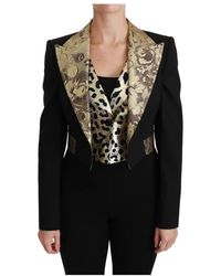 Dolce & Gabbana - Schwarze Jacquardweste Blazer Mantel Wolljacke - Lyst