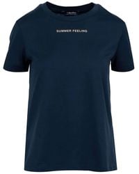 Max Mara - Tops ,Blauw ,Katoen Blauw Katoenen Jersey Crew Neck T-Shirt - Lyst