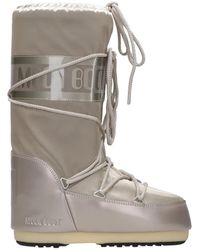 Moon Boot - Graue Wasserdichte Nylon Winterstiefel - Lyst