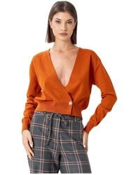 Kocca - Truien & Vesten ,Oranje ,Chic Cardigan Met Verlaagde Halslijn - Lyst