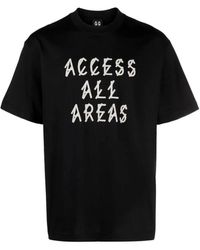 44 Label Group - T-shirt in cotone nero con finitura effetto vellutato e stampa slogan - Lyst