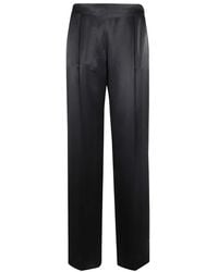 Alberta Ferretti - Schwarze Satin Weite Hose - Lyst
