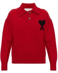 Ami Paris - Wool Long-Sleeve Polo - Lyst