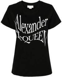 Alexander McQueen - Schwarzes crew neck t-shirt mit frontdruck - Lyst