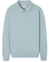 Silbon - Hoodies & Sweatvesten ,Blauw ,Katoen Half-Zip Minilogo Sweatshirt - Lyst