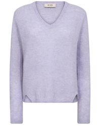 Mos Mosh - Truien & Vesten ,Paars ,V-Hals Gebreid - Lyst