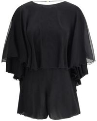 Saint Laurent - Zijden Playsuit Met Gerimpeld Ontwerp - Lyst