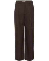 Gestuz - Broeken ,Bruin ,Wijde Broek Met Voorplooien - Lyst
